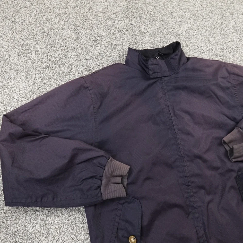 Orvis Jacket Mens M Black Chin Strap Windbreaker Bomber‎ Zip Coat Grunge Faded